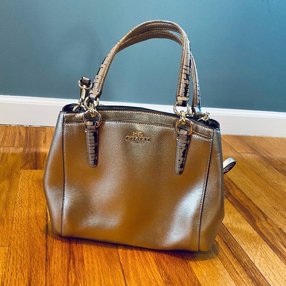 Coach GOLD mini Christie snake embossed satchel